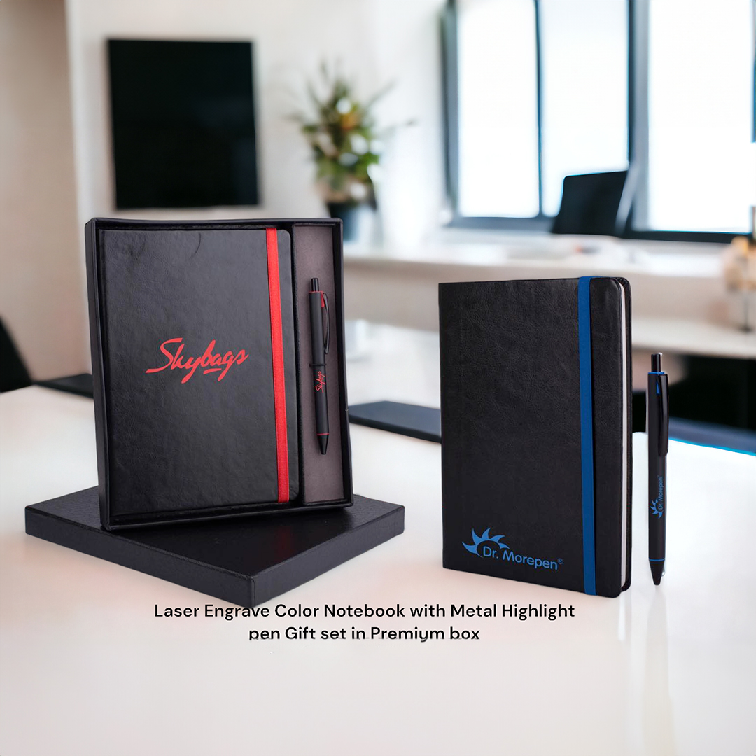 Laser Engrave Color Notebook with Metal Highlight pen Gift set